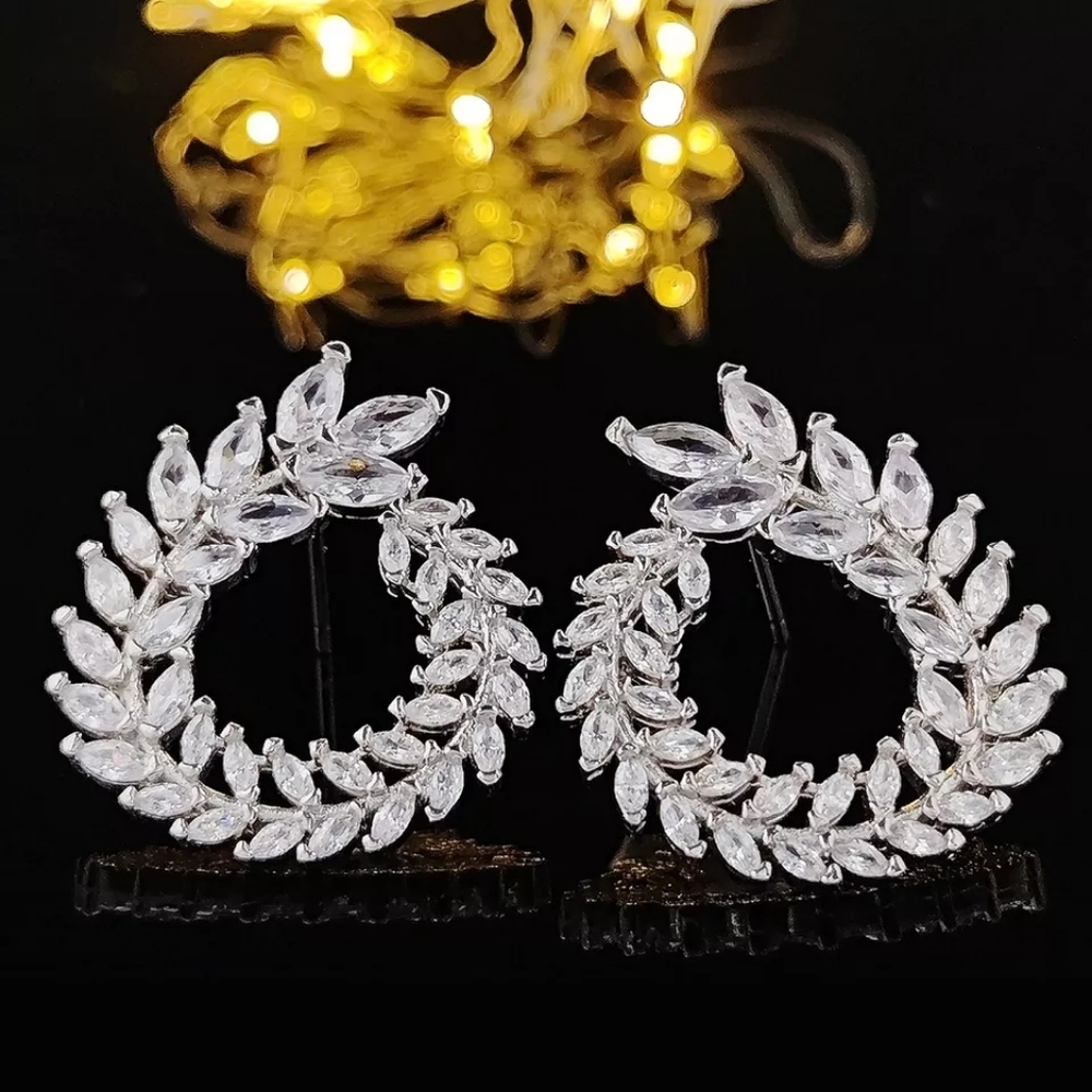 Sterling silver and cubic zircon earring round - Picture 3 of 14